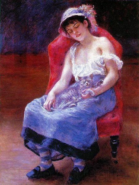 Pierre-Auguste Renoir Sleeping Girl with a Cat